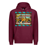 Burgundy western truck farm animals serape leopard turquoise's Premium Hoodie - BarkalooDesign