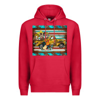 Cardinal western truck farm animals serape leopard turquoise's Premium Hoodie - BarkalooDesign