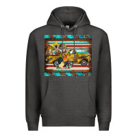 Charcoal Heather western truck farm animals serape leopard turquoise's Premium Hoodie - BarkalooDesign