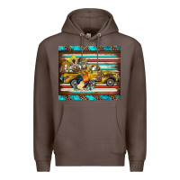 Coffee western truck farm animals serape leopard turquoise's Premium Hoodie - BarkalooDesign