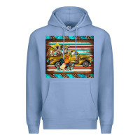 Colony Blue western truck farm animals serape leopard turquoise's Premium Hoodie - BarkalooDesign