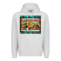 Dove Grey western truck farm animals serape leopard turquoise's Premium Hoodie - BarkalooDesign