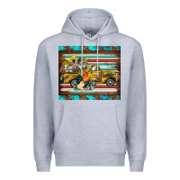 Heather Grey western truck farm animals serape leopard turquoise's Premium Hoodie - BarkalooDesign