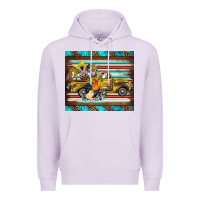 Lilac western truck farm animals serape leopard turquoise's Premium Hoodie - BarkalooDesign