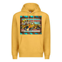 Mustard western truck farm animals serape leopard turquoise's Premium Hoodie - BarkalooDesign