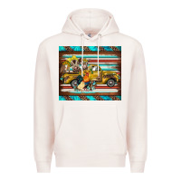 Pale Pink western truck farm animals serape leopard turquoise's Premium Hoodie - BarkalooDesign