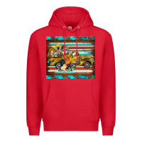 Red western truck farm animals serape leopard turquoise's Premium Hoodie - BarkalooDesign