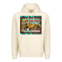Sandshell western truck farm animals serape leopard turquoise's Premium Hoodie - BarkalooDesign