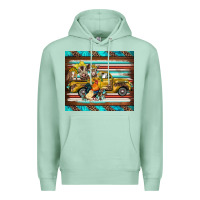 Seafoam western truck farm animals serape leopard turquoise's Premium Hoodie - BarkalooDesign