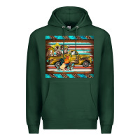 Sports Green western truck farm animals serape leopard turquoise's Premium Hoodie - BarkalooDesign