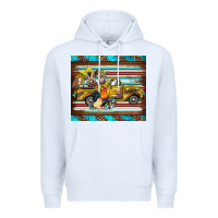 White western truck farm animals serape leopard turquoise's Premium Hoodie - BarkalooDesign