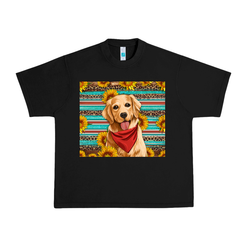 Golden Retriever With Sunflowers Urban Heavy Tee by Artiststas | Teevron