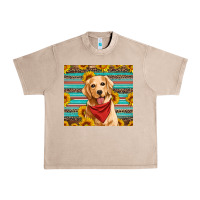 French Oak golden retriever with sunflowers Urban Heavy Tee - Artiststas