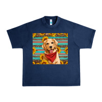 Navy golden retriever with sunflowers Urban Heavy Tee - Artiststas