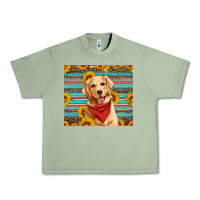 Oil Green golden retriever with sunflowers Urban Heavy Tee - Artiststas