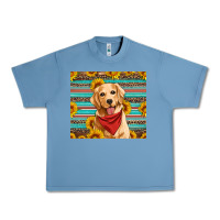 Pebble Blue golden retriever with sunflowers Urban Heavy Tee - Artiststas