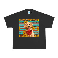 Pigment Black golden retriever with sunflowers Urban Heavy Tee - Artiststas