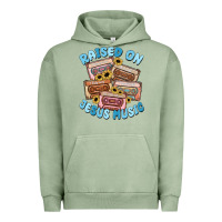 Pigment Oil Green raised on jesus music Urban Hoodie - MaliasSmallBusiness