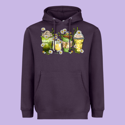 Daisy Coffee Cups Heavyweight Hoodie Designed By Zillion Design Studio