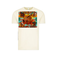 Vintage Arctic galloping horse serape sunflowers turquoise and saddles Vintage Tee - Artiststas