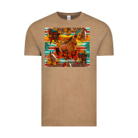 Vintage Coffee galloping horse serape sunflowers turquoise and saddles Vintage Tee - Artiststas