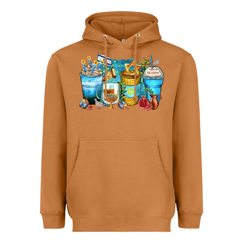 Hanukkah Coffee Cups Heavyweight Hoodie by Zillion Design Studio | Teevron