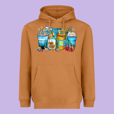 Hanukkah Coffee Cups Heavyweight Hoodie Designed By Zillion Design Studio