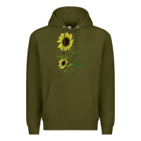 Army Green Buttercream Sunflower Premium Hoodie - LillyAllenDesigns