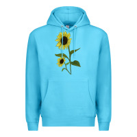 Ocean Blue Buttercream Sunflower Premium Hoodie - LillyAllenDesigns