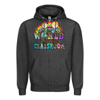 Charcoal Heather the future of the world is in my classroom Zipper Hoodie - Zillion Design Studio