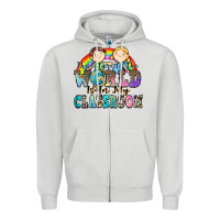 Dove Grey the future of the world is in my classroom Zipper Hoodie - Zillion Design Studio