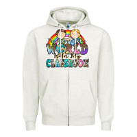 Oatmeal Heather the future of the world is in my classroom Zipper Hoodie - Zillion Design Studio