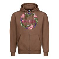 Chestnut Mother With Floral Wreath Zipper Hoodie - RanaPortraitStore