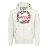 Mother With Floral Wreath Zipper Hoodie | Teevron