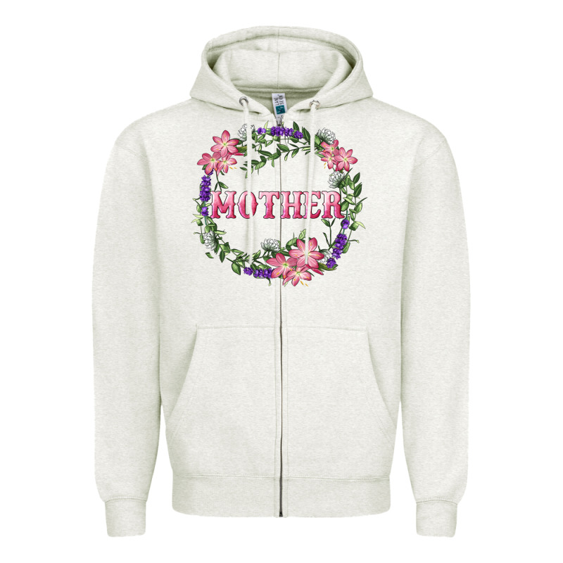 Mother With Floral Wreath Zipper Hoodie by RanaPortraitStore | Teevron