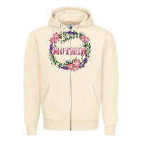 Sandshell Mother With Floral Wreath Zipper Hoodie - RanaPortraitStore