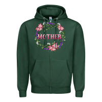 Sports Green Mother With Floral Wreath Zipper Hoodie - RanaPortraitStore