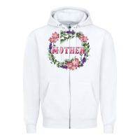 White Mother With Floral Wreath Zipper Hoodie - RanaPortraitStore