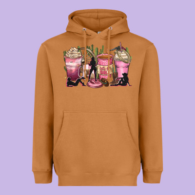Let's Go Girls Coffee Cups Heavyweight Hoodie Designed By Zillion Design Studio