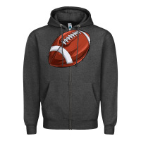 Charcoal Heather football Zipper Hoodie - texasbilliewilder