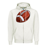 Oatmeal Heather football Zipper Hoodie - texasbilliewilder