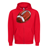 Red football Zipper Hoodie - texasbilliewilder