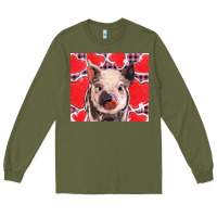 Army Green valentine's day glitter hearts pig Long Sleeve Tee - BarkalooDesign