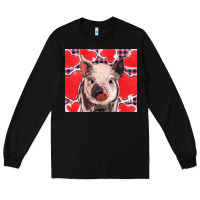 Black valentine's day glitter hearts pig Long Sleeve Tee - BarkalooDesign