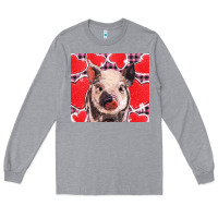 Heather Grey valentine's day glitter hearts pig Long Sleeve Tee - BarkalooDesign