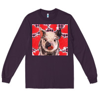 Plum valentine's day glitter hearts pig Long Sleeve Tee - BarkalooDesign