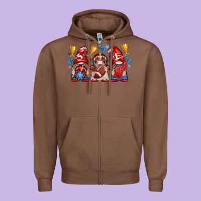 Football Gnome With Element Zipper Hoodie Designed By Texasbilliewilder