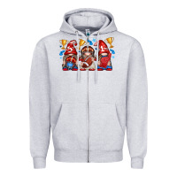 Heather Grey football gnome with element Zipper Hoodie - texasbilliewilder