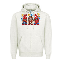 Oatmeal Heather football gnome with element Zipper Hoodie - texasbilliewilder