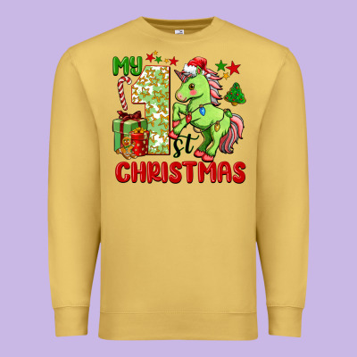My First Christmas Unicorn Premium Sweatshirt Designed By Fadigitalartstudio